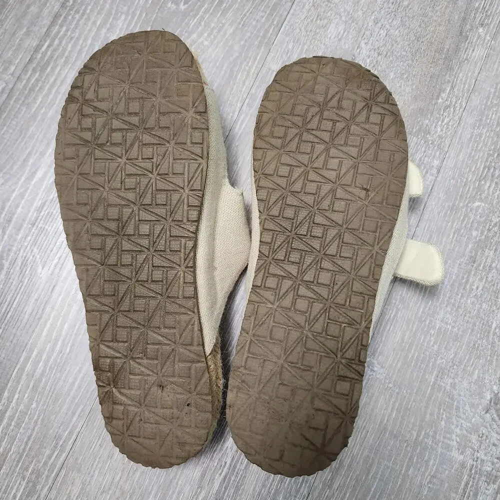 Haute Hippie Beige Canvas & Jute Wrapped Double Buckle Size 7.5M